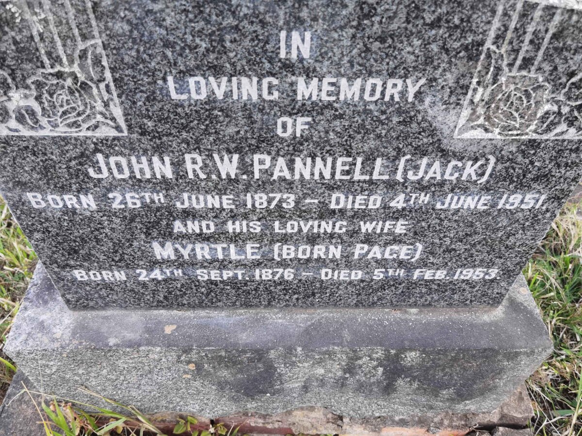 PANNELL John R.W. 1873-1951 &amp; Myrtle PAGE 1876-1953