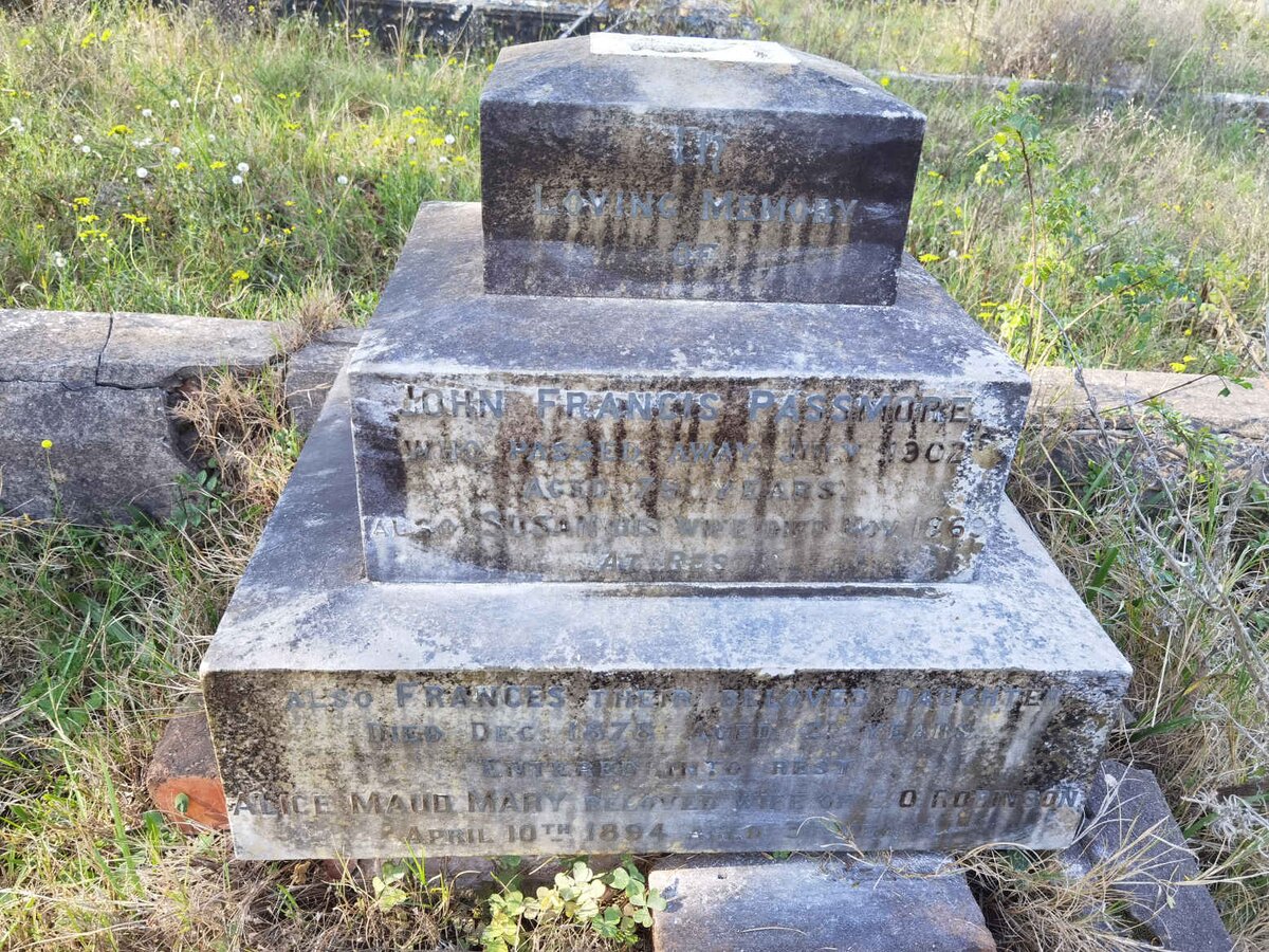PASSMORE John Francis -1902 & Susan -1869 :: PASSMORE Frances -1878 :: ROBINSON Alice Maud Mary -1894
