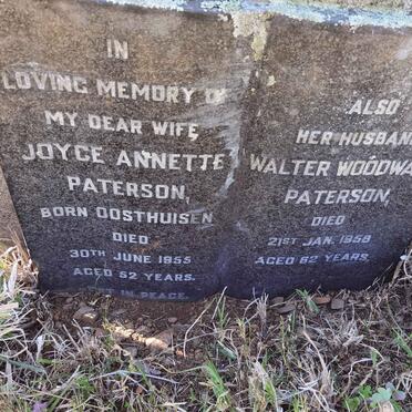 PATERSON Walter Woodward -1958 &amp; Joyce Annette OOSTHUISEN -1955