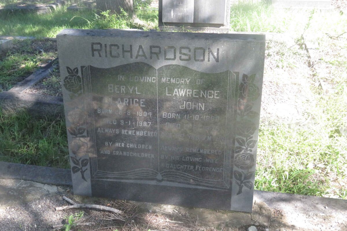 RICHARDSON Lawrence John 1888-1975 &amp; Beryl Clarice 1904-1987