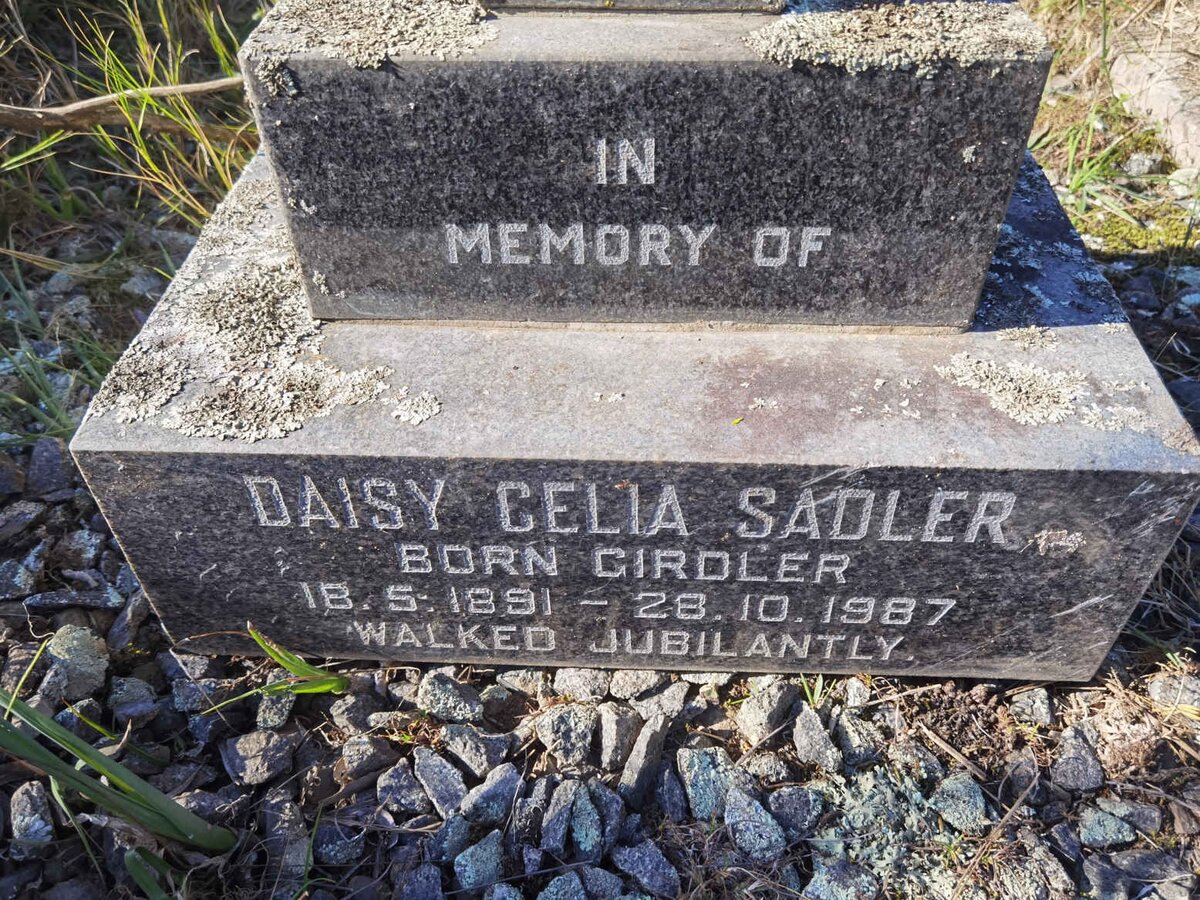 SADLER Daisy Celia nee GIRDLER 1891-1987