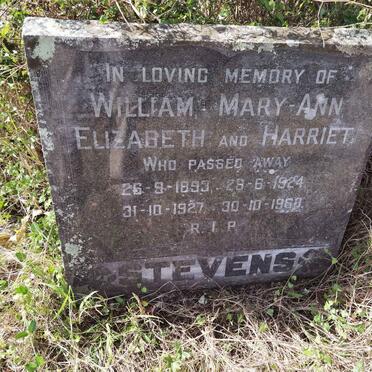 STEVENS William -1893 :: STEVENS Mary-Anne -1924 :: STEVENS Elizabeth -1927 :: STEVENS Harriet -1960