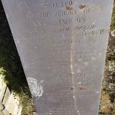 SIMPSON Ann -1838 :: SIMPSON Thomas -1826 :: SIMPSON William -1829 :: COCKCROFT Dorothy nee SIMPSON -1858