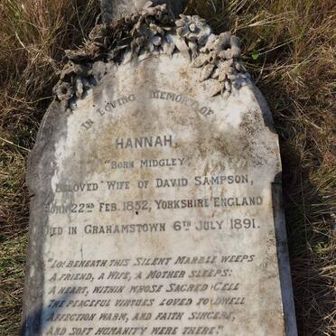 SAMPSON Hannah nee MIDGLEY 1832-1891