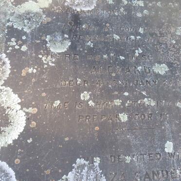 SANDERS ? 18??-187? &amp; Eliza 18??-1906 :: SANDERS Alexander 1851-1852