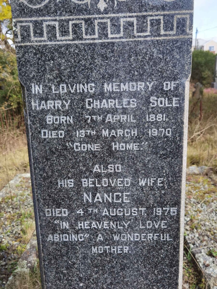 SOLE Harry Charles 1881-1970 &amp; Nance -1975