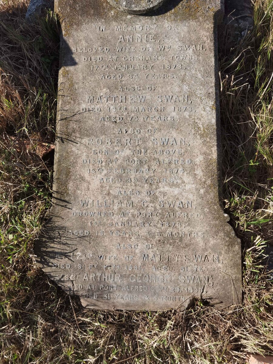 SWAN Annie -1873 :: SWAN Matthew -1873 :: SWAN Robert -1874 :: SWAN William C. -1878 :: SWAN Elizabeth -1881 :: SWAN Arthur George -1890