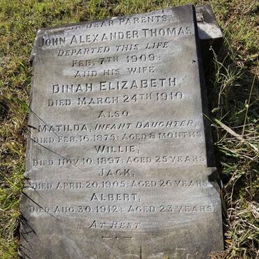 THOMAS John Alexander -1909 &amp; Dinah Elizabeth -1910 :: THOMAS Matilda -1875 :: THOMAS Willie -1897 :: THOMAS Jack -1905 :: THOMAS Albert -1912