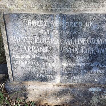TARRANT Walter Richard -1948 &amp; Caroline Georgina Vivian -1955