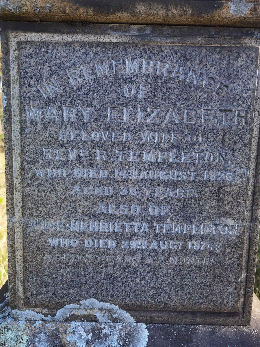 TEMPLETON Mary Elizabeth -1876 : TEMPLETON Alice Henrietta -1874