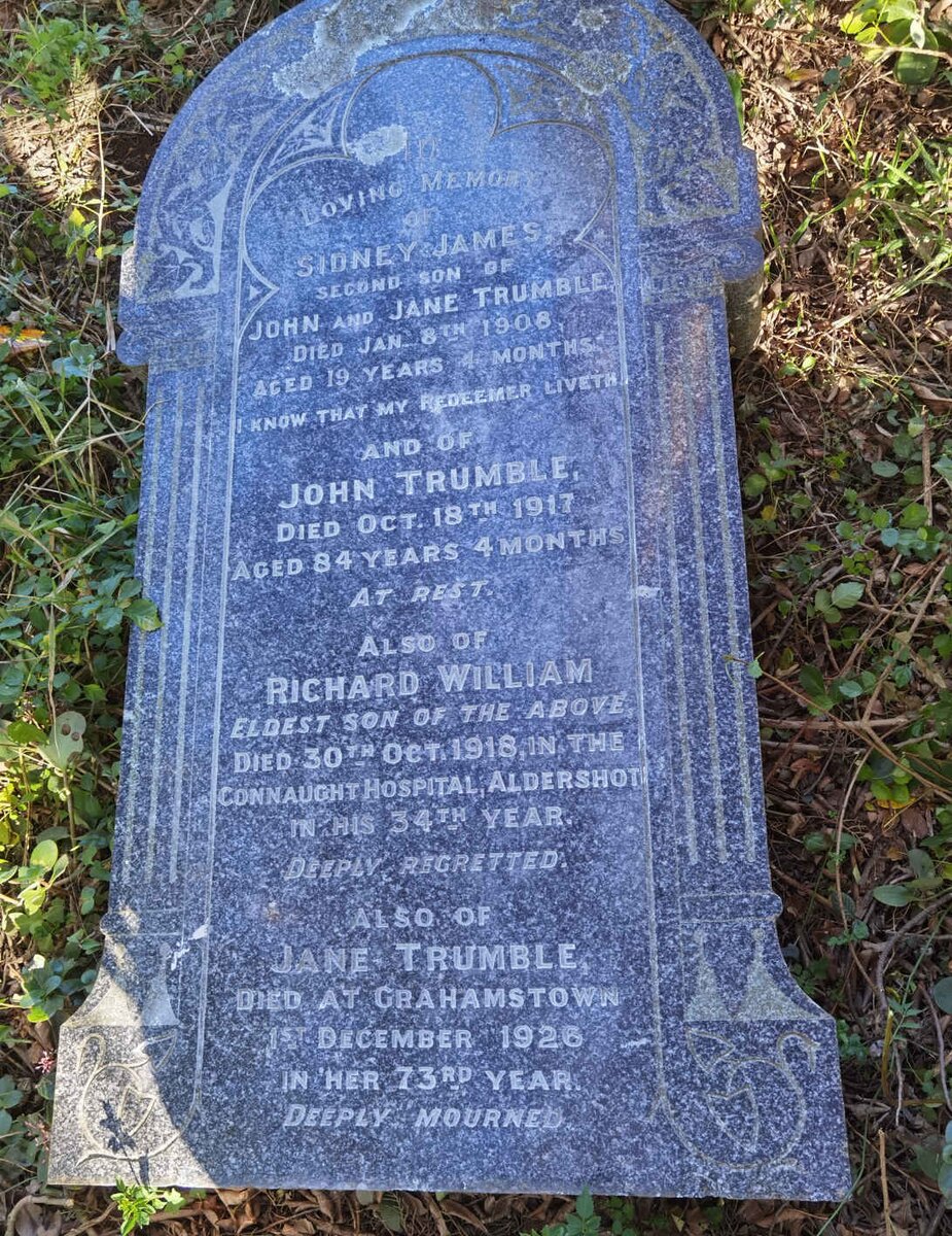 TRUMBLE Sidney James -1908 :: TRUMBLE John -1917 :: TRUMBLE Richard William -1918 :: TRUMBLE Jane -1926