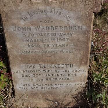 WEDDERBURN John -1907 &amp; Elizabeth -1914