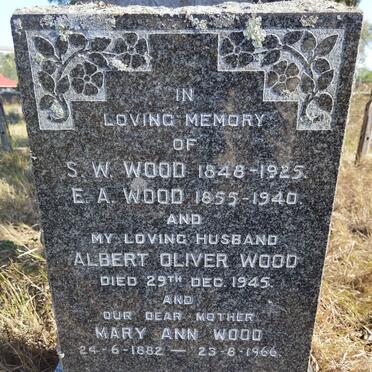 WOOD Albert Oliver -1945 :: WOOD S.W. 1848-1925 :: WOOD E.A. 1855-1940 :: WOOD Mary Ann 1882-1966