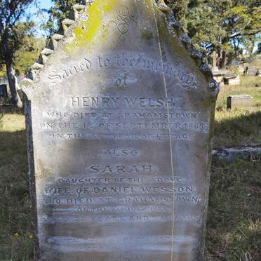 WELSH Henry -1868 :: WESSON Sarah nee WELSH -1873