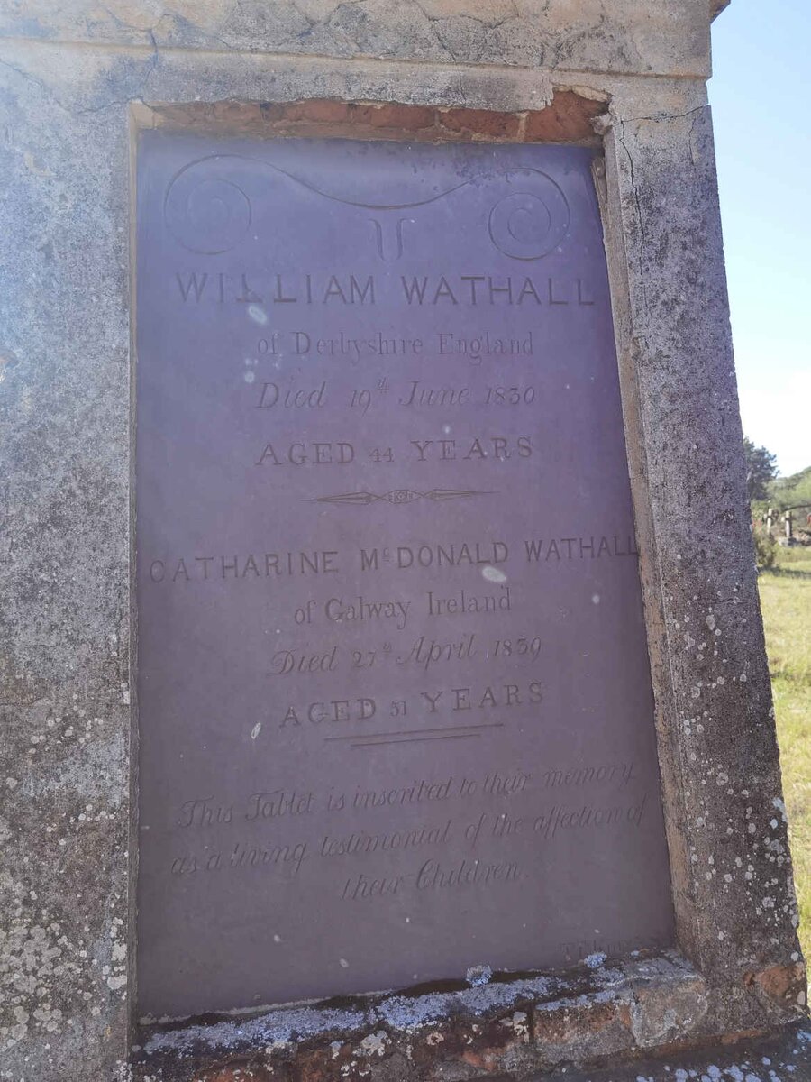 WATHALL William -1830 &amp; Catherine McDonald -1839