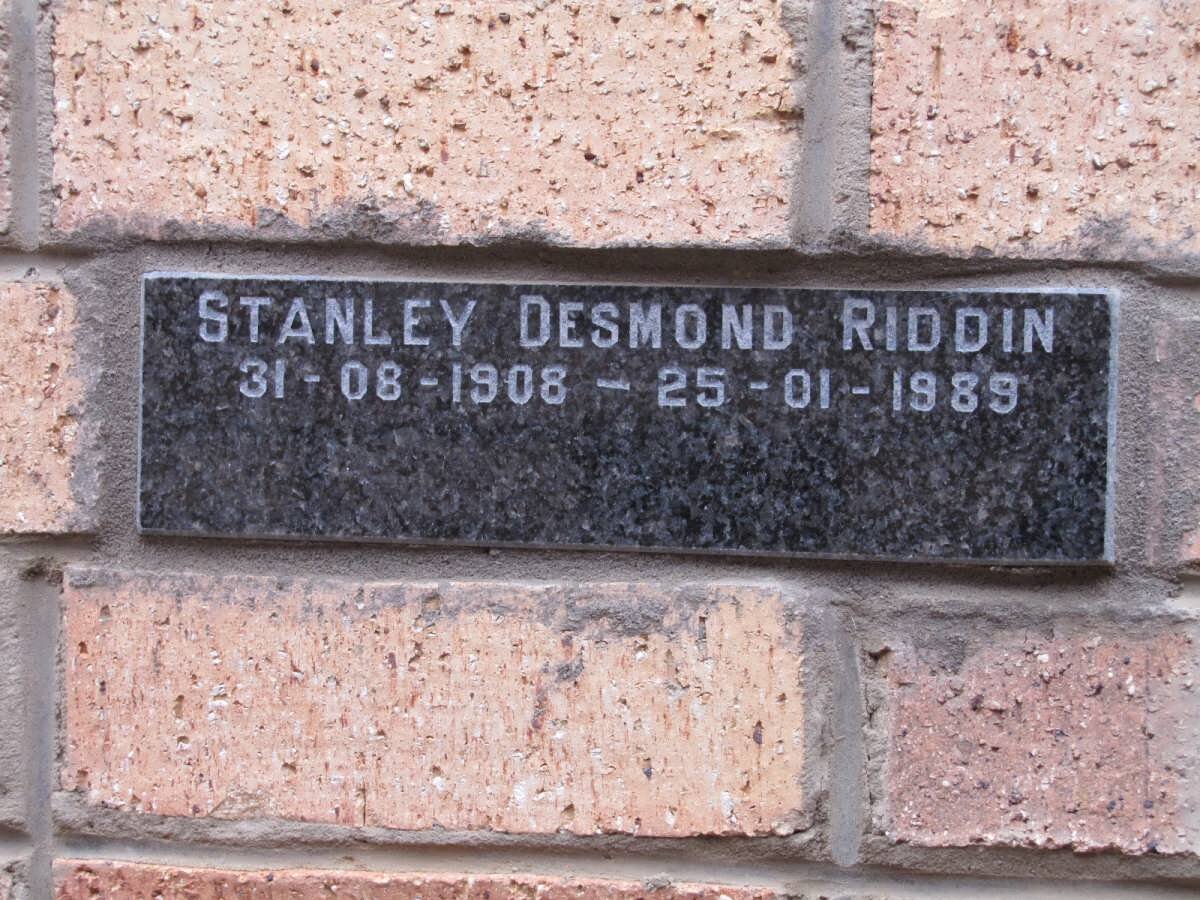 RIDDIN Stanley Desmond 1908-1989