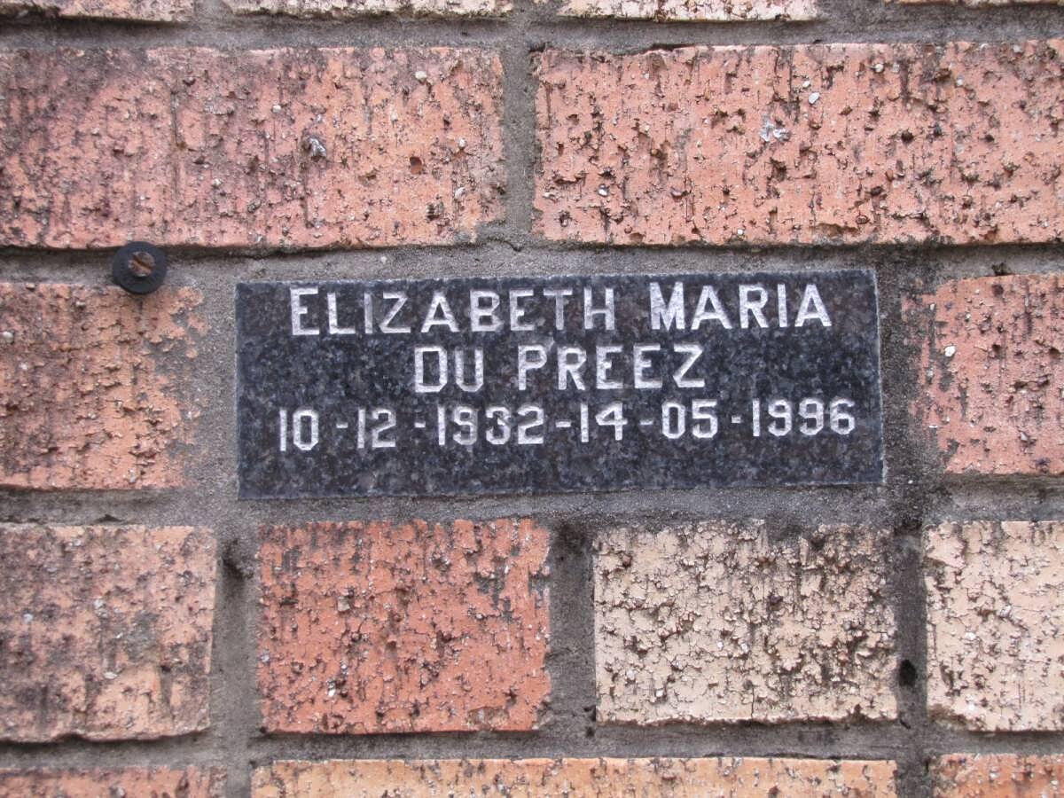 PREEZ Elizabeth Maria, du 1932-1996