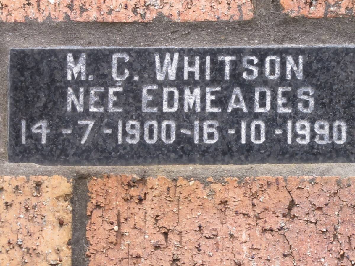 WHITSON M.C. nee EDMEADES 1900-1990