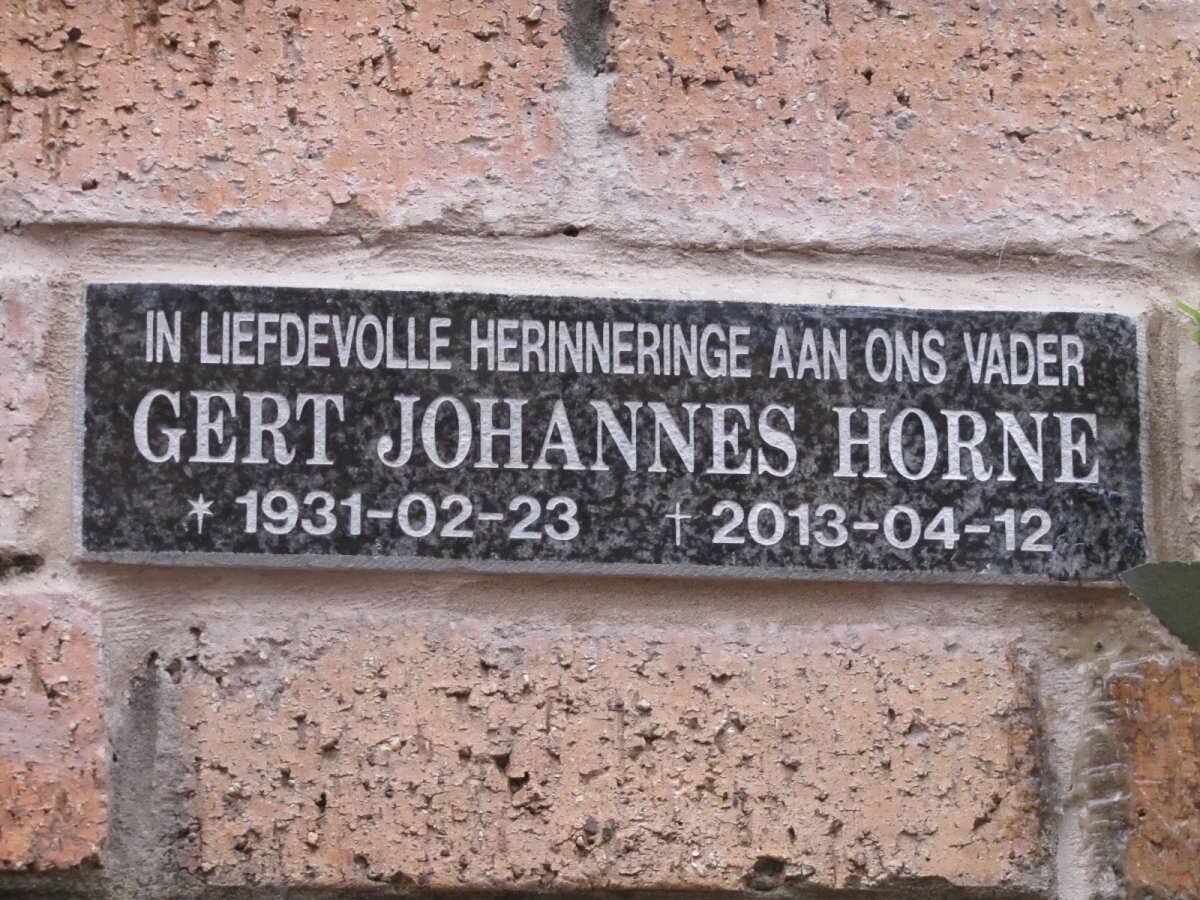 HORNE Gert Johannes 1931-2013
