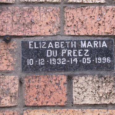 PREEZ Elizabeth Maria, du 1932-1996