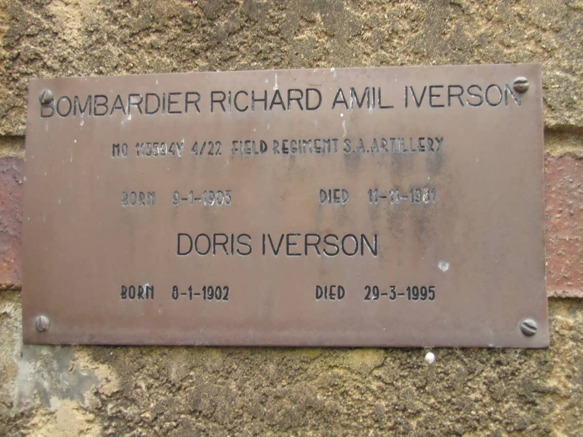 IVERSON Richard Amil 1905-1981 &amp; Doris 1902-1995