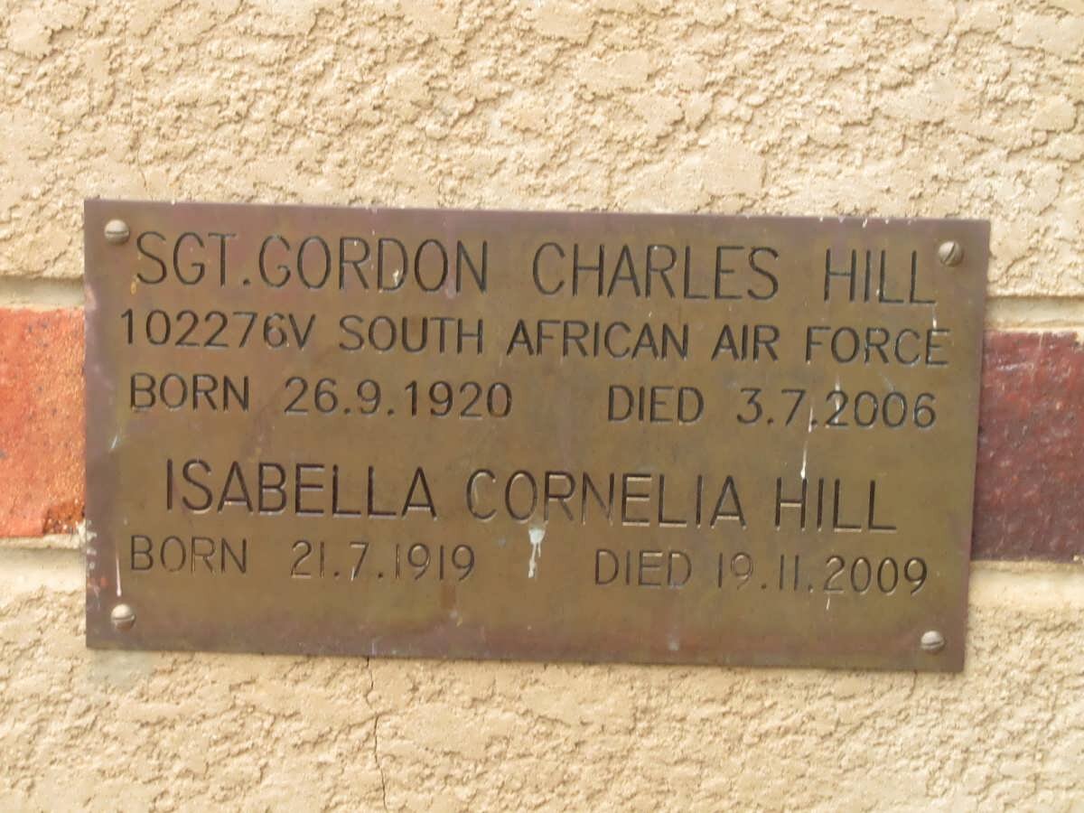 HILL Gordon Charles 1920-2006 &amp; Isabella Cornelia 1919-2009
