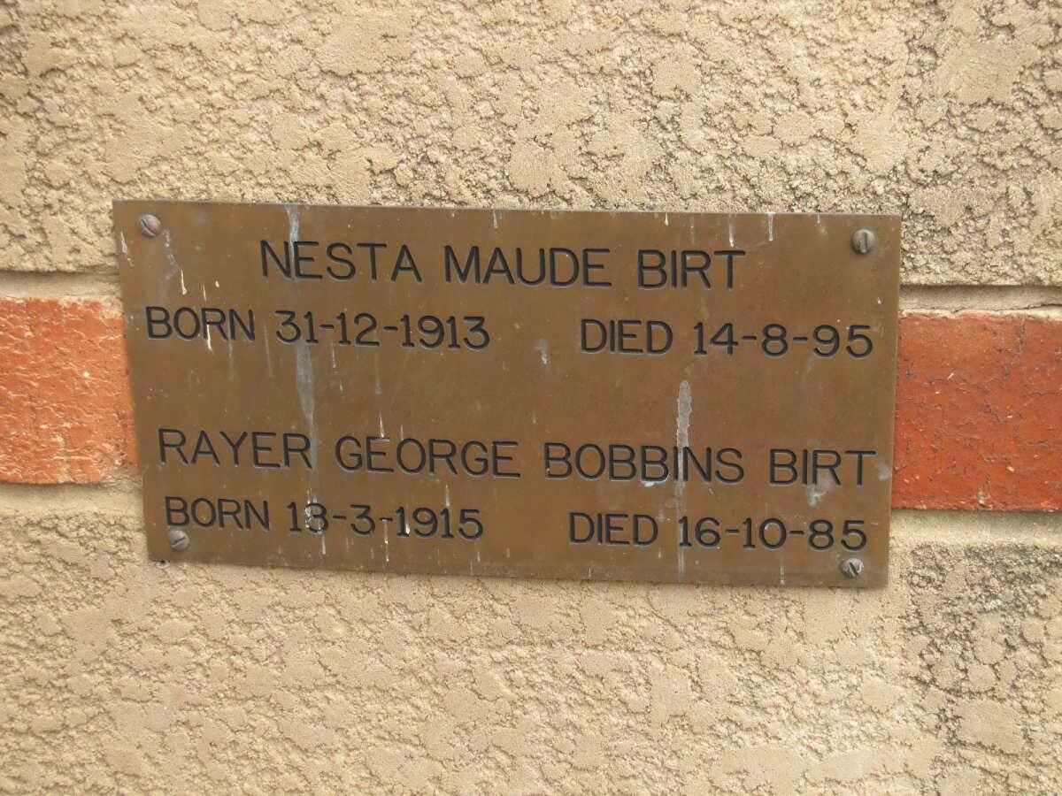 BIRT Rayer George Bobbins 1915-1985 &amp; Nesta Maude 1913-1995