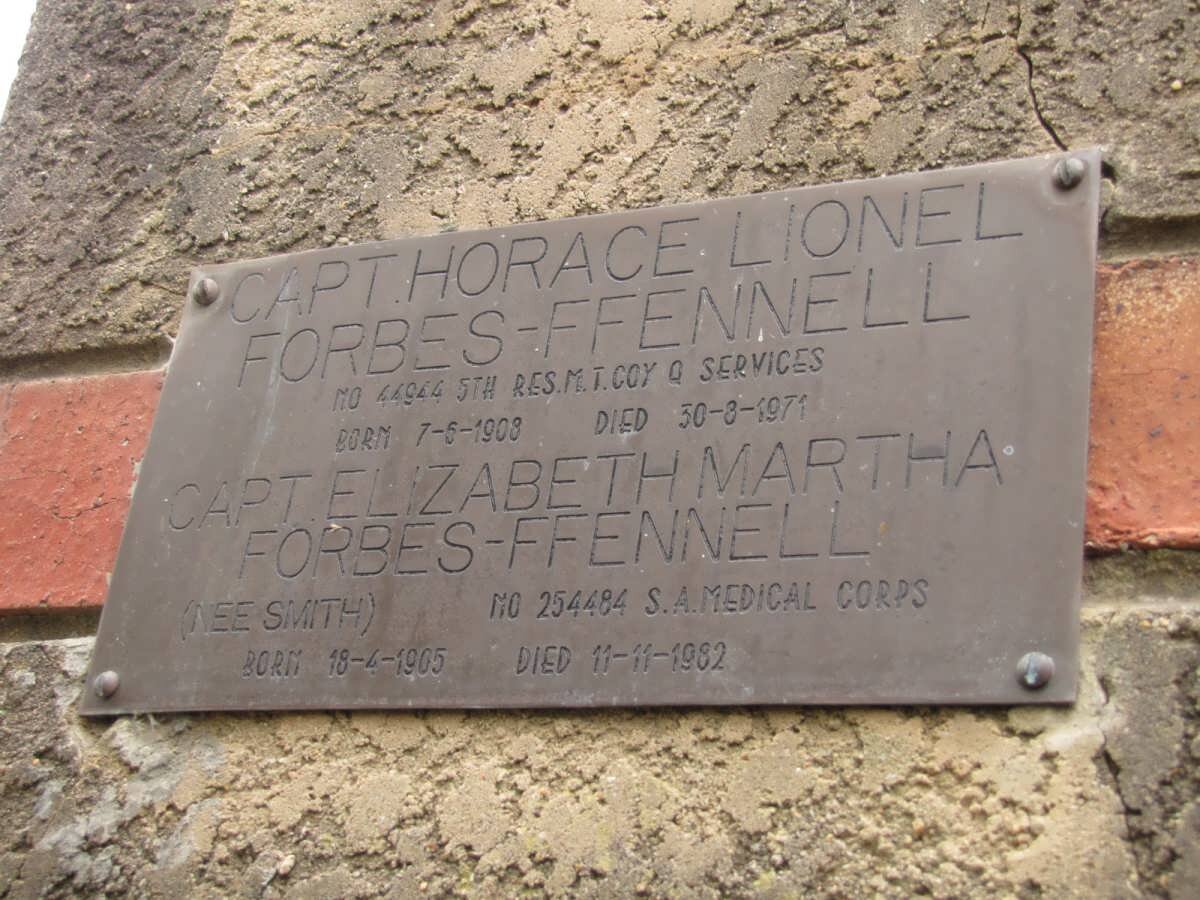 FFENNELL Horace Lionel, FORBES 1908-1971 &amp; Elizabeth Martha SMITH 1905-1982