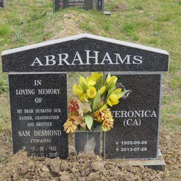 ABRAHAMS Sam Desmond 1952-2010 &amp; Veronica 1955-2013