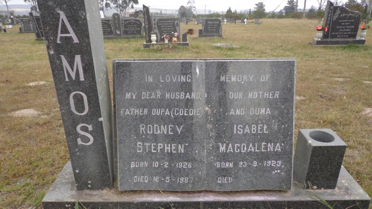 AMOS Rodney Stephen 1926-1987 &amp; Isabel Magdalena 1923-