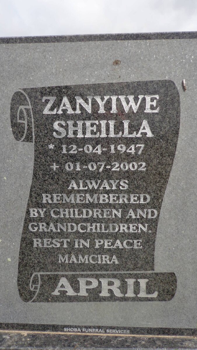 APRIL Zanyiwe Sheilla 1947-2002