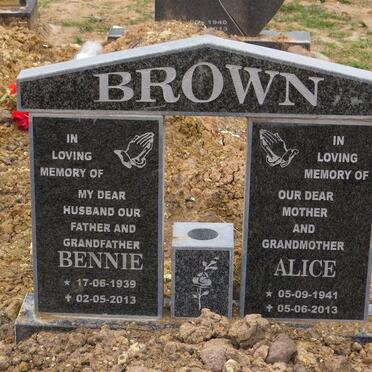 BROWN Bennie 1939-2013 &amp; Alice 1941-2013