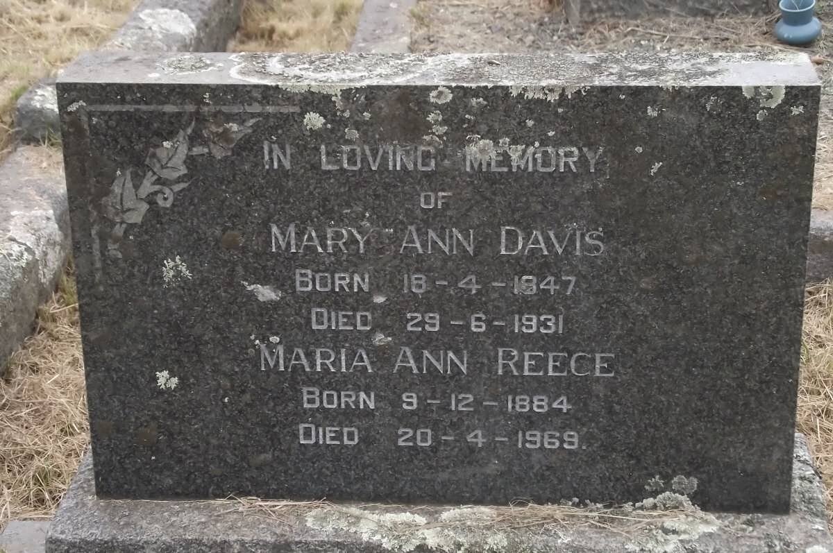 DAVIS Mary Ann 1847-1931 :: REECE Maria Ann 1884-1969
