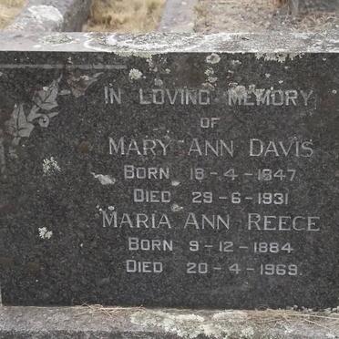 DAVIS Mary Ann 1847-1931 :: REECE Maria Ann 1884-1969