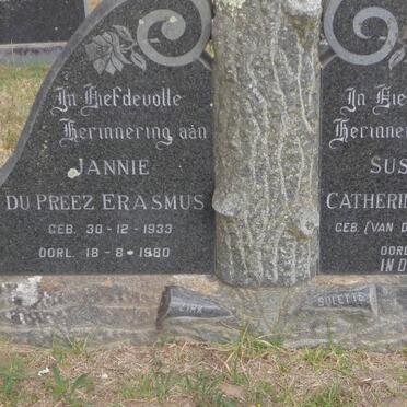 ERASMUS Jannie Du Preez 1933-1980 &amp; Susanna Catherina VAN DER MERWE 1944-1985