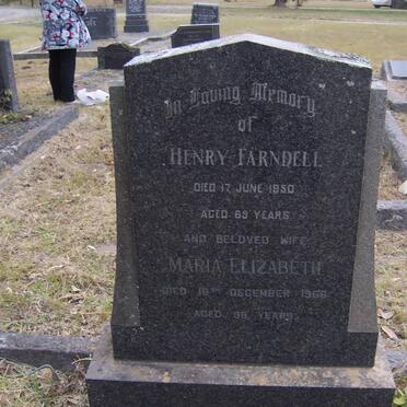 FARNDELL Henry -1950 &amp; Maria Elizabeth -1966