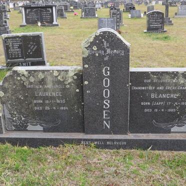 GOOSEN Laurence 1933-1984 &amp; Blanche JAPP 1899-1985