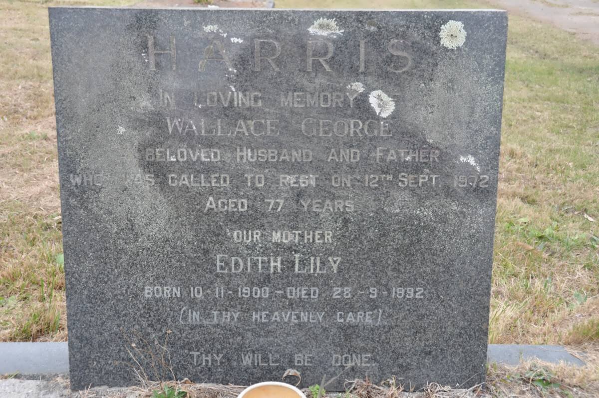 HARRIS Wallace George -1972 &amp; Edith Lily 1900-1992