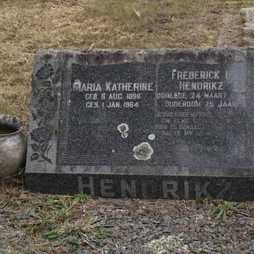 HENDRIKZ Frederick C. -19?2 &amp; Maria Katherine 1899-1964