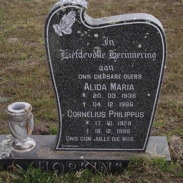 HOPKINS Cornelius Philippus 1928-1996 &amp; Alida Maria 1936-1986