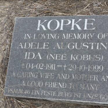 KOPKE Adele Augustine Ida nee KOBUS 1911-1999