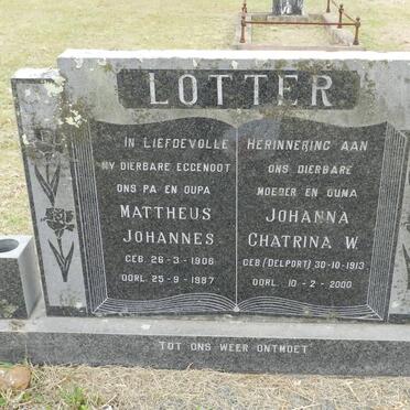 LOTTER Mattheus Johannes 1906-1987 &amp; Johanna Chatrina W. DELPORT 1913-2000