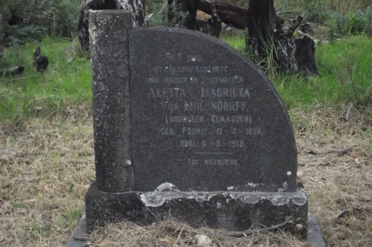 MOLENDORFF Aletta Magrieta, von voorheen CLAASSEN nee FOURIE 1899-1958