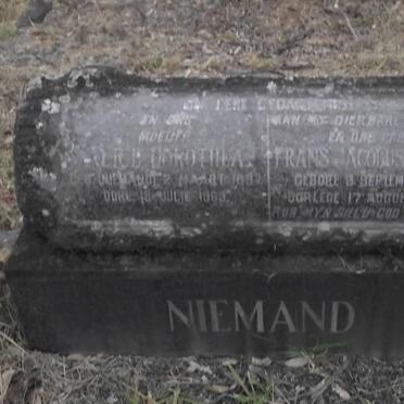 NIEMAND Frans Jacobus 1888-1962 &amp; Alice Dorothea NIEMAND 1897-1963