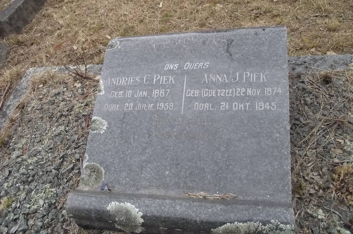PIEK Andries C. 1867-1959 &amp; Anna J. COETZEE 1874-1945