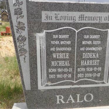 RALO Webile Michael 1941-1992 &amp; Dideka Harriet 1938-2006