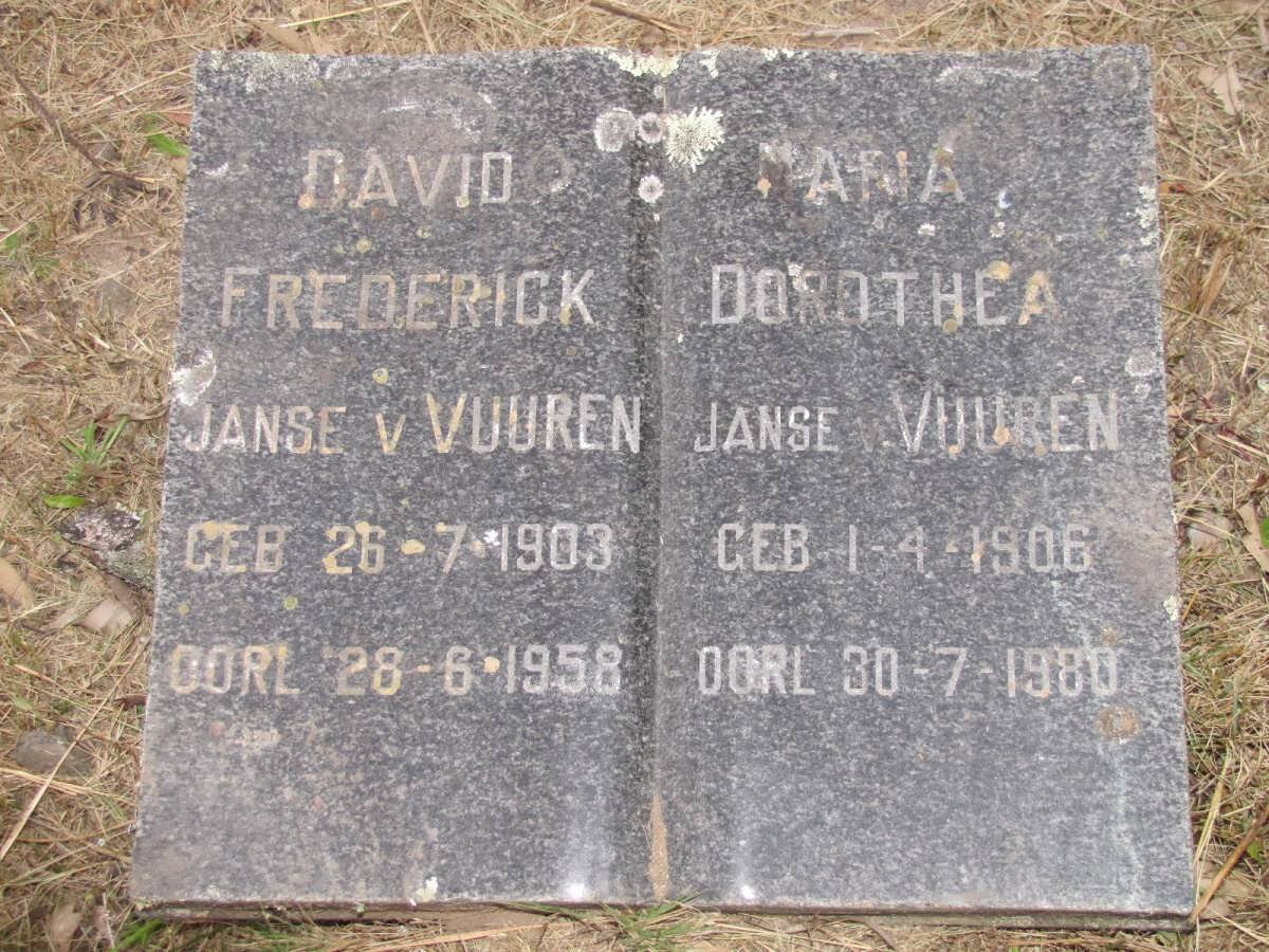 VUUREN David Frederick, Janse v. 1903-1958 &amp; Maria Dorothea 1906-1980