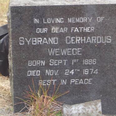 WEWEGE Sybrand Gerhardus 1886-1974