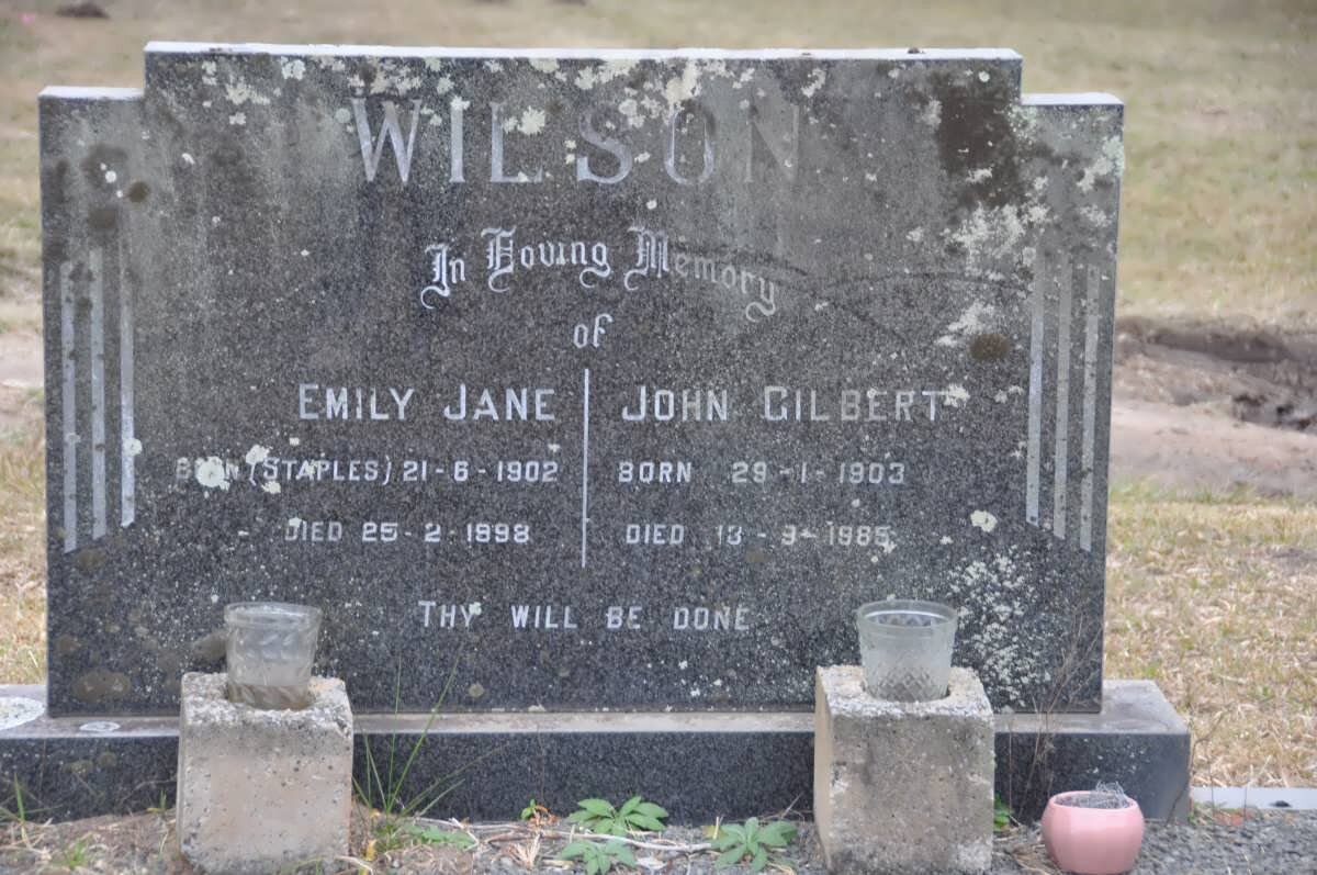 WILSON John Gilbert 1903-1985 &amp; Emily Jane STAPLES 1902-1998