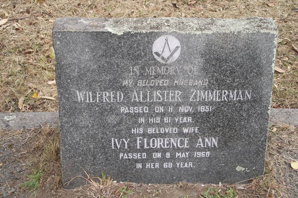 ZIMMERMAN Wilfred Allister -1951 &amp; Ivy Florence Ann -1960